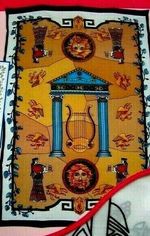 Gutta 100% silk scarf Helenas Garden 80x120 cm pg.8 wall art Greek. motif top 