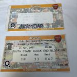 Arsenal v Manchester United Ticket Stubs x 2 job-lot 2003 - 2004 Man U end 