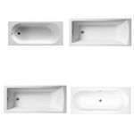 Modern Bathroom Single & Double Ended Acrylic Straight Bath Gloss White Bathtub