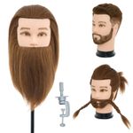 Man Mannequin Head 100% Real Human Hair Male Hairdressing Head with Beard 14inch