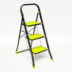 3 Step Steel Ladder Foldable Safety Step Stool 150kg Heavy Duty Anti-Slip Treads