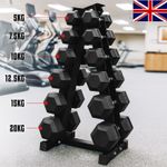 Hex Dumbbell 6 Tier Rack Storage Stand Tree With Dumbbells Set Home Gym fitnes