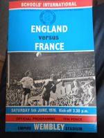 England Schoolboys v France Schoolboys Schools' International Programme  5/6/76.
