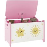 AIYAPLAY Toy Box with Lid, Safety Hinges for Kids, Nursery, Bedroom, Pink