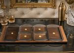 Vintage Danish Modern Teak Bar Tray w Lucite Inserts MCM Cocktail Garnish Unused