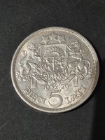 1929 Latvia 5 Lati Silver Coin