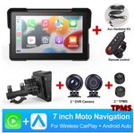 7" Motorcycle GPS Navigation Wireless CarPlay Android Auto with HD Camera & TPMS