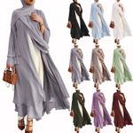 Ladies Muslim Kimono Abaya Kaftan Chiffon Long Open Cardigan Maxi Dress Top Coat