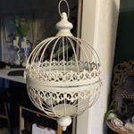 Plant hanging Large Round Fret Work orb sphere ball White Metal designer piece