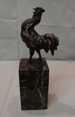 Statue Cock Bird Wildlife Art Deco Style Art Nouveau Style Bronze Signed Sculptu