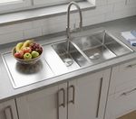 1.5 Bowl Kitchen Sink Inset Stainless Steel Left Hand Drainer 1000x520mmx205mm
