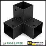 Heavy Duty Black Three Way Pergola Corner Bracket Connector For Timber Pergolas
