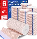 AZEN Premium 6 Pack Elastic Bandage Wrap 4 Inch, Compression Wrap Bandage for