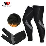 WEST BIKING Winter Thermal Fleece Arm Sleeves Cycling Reflective Leg Warmers