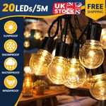 20 LED Retro Solar String Lights Outdoor Garden Festoon Party Globe Bulbs Light~