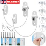 16x Window Door Cable Restrictor Security Key Lock Catch Wire Baby Child Safety