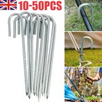 10-50pcs Heavy Duty 12" Galvanised Steel Ground Stakes J Shaped Pegs Gazebo Tent