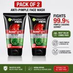 Garnier men acno fight face wash 155g x2 salicylic acid acne oil control cleanse