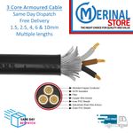 Armoured Cable 3 Core 6943x SWA Multiple Lengths & Sizes 1.5, 2.5, 4, 6 and 10mm