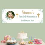 Personalised First Holy Communion Banner – Custom Name & Date Decoration 