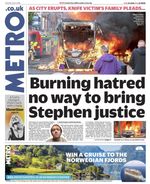 Belfast Riots Knife Attack Stephen FIFA World Cup Metro Newspaper 11 June 2026