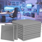 96x Grey Thick Acoustic Foam Tiles - 300mm Studio Sound Proofing Foam Treatment