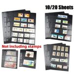 20X Double Sided Stamp Album Stock Pages Sheets with 9 Binder Holes 7 Strips