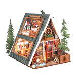 Rolife A-Frame Cabin DIY Dollhouse Model Kits LED Miniature House Model DG181