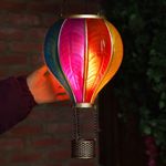 62cm Solar Cool Flame Rainbow Hot Air Balloon Hanging LED Outdoor Lantern Light