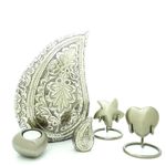 Silver Teardrop Cremation Urn, Keepsake, Star, Heart and Tea light Urn, 