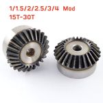 1/1.5/2/2.5/3/4 Mod Bevel Gear Transmission Gears  15T-30T 90°1:1 Pairing Metal