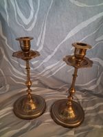 Pair Of Vintage Indian CandleSticks In Brass. Rare Signed Pair.