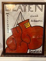 Framed Contemporary Painting "Beaten" - Boxing Theme Artwork, Single Piece