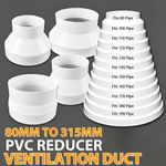 80mm to 315mm Vent Hose Reducer Plastic Duct Reducer Adapter Fitting Ducting PVC