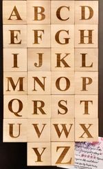 Personalised Laser Engraved 26 English Alphabet Wood Cubes - Upper & Lower Case