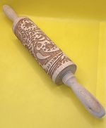Christmas Embossed Rolling Pin 36cm Wood Laser Snowflake Pattern Baking Clay