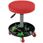 Creeper Stool Seat Pneumatic Mechanic Round Car Bike Workshop Garage - Red/Black