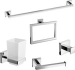 Towel Ring Holder Soap Dish Holder Set Bathroom Accessory Modern Square Chrome
