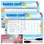 2pk Magnetic Reward Chart Reusable Behaviour Chore Kids Children with Wipe Pens