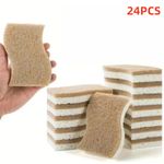 24Pcs Kitchen Natural - Eco Friendly Coconut Fiber & Wood Pulp Cotton Dish Brush