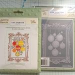 Lisa Horton Crafts Framed festive baubles.Stencils,die and embossing folder