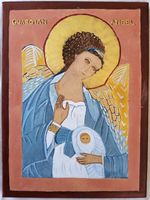 Guardian Angel Icon,Handpainted Egg tempera on Board,natural Pigments, Gold Leaf