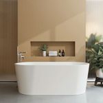 Nuie Oval Freestanding Bath Tub 1600mm White Reinforced Acrylic Bathroom Round