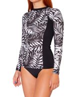 Hurley Party Palm Long Sleeve Rash Vest in Black/Wht