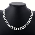 Solid 925 Sterling Silver Curb Chain Mens Boys Necklaces Italian Style Heavy