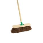 Outdoor Broom with Handle Stiff Hard Bassine Bristles 12 Inch Wooden