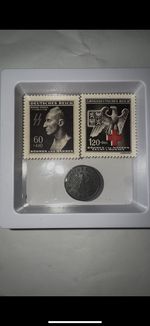 RARE WW2 Third Reich x1 1945 1RPF COIN,x2 Heydrich Death Mask & Red Cross Stamps