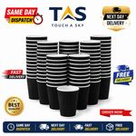 Black Ripple Paper Coffee Cups 8/12oz Disposable Hot & Drink Cups with Lid