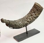 Antique Tibetan Buddhist ritual magical carved Thun-rwa Shaman's horn, late 19C