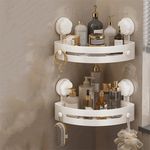 Bathroom Wall Corner Shelf Rack Shower Shelf No Drill Suction Storage Organizer